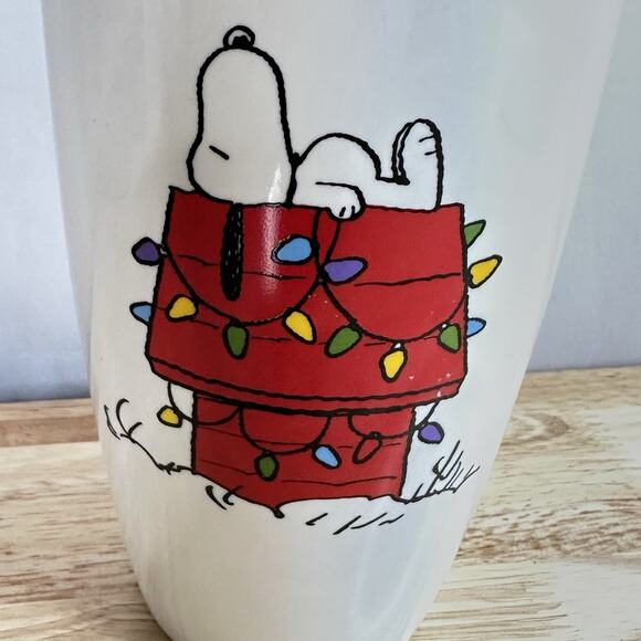 Peanuts Snoopy Travel Tumbler w/Lid 12oz Christmas Ceramic Modern Gourmet 2019 - Picture 3 of 13